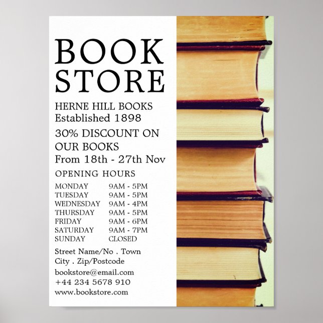 Reihe alter Bücher, Buchladungen Poster (Vorne)