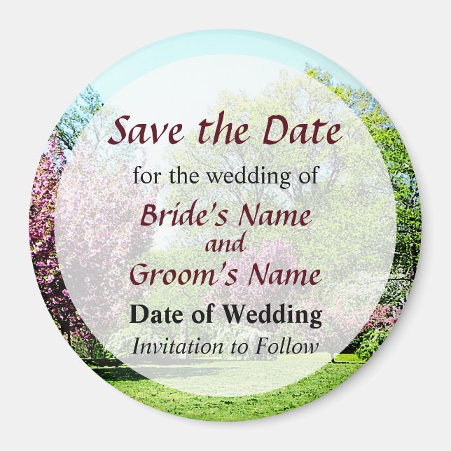 Reihe blühender Bäume Save the Date Magnet (Vorne)