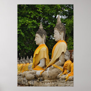Reihe Buddha Statuen, Wat Yai Chaya Mongkol Poster