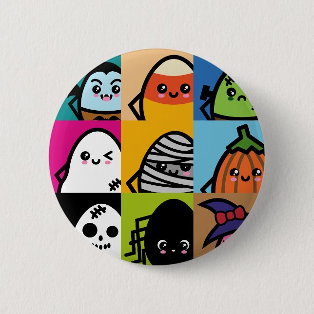 Reihe der grauen Eier - Halloween Button (Vorderseite)