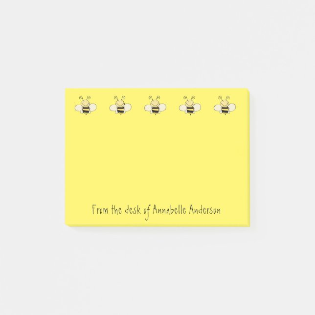 Reihe der Niedlichen Bienen Cartoon personalisiere Post-it Klebezettel (Vorderseite)