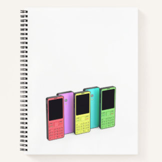 Reihe farbiger Mobiltelefone Notizbuch