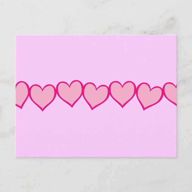 Reihe rosa Herzen Postkarte (Vorderseite)