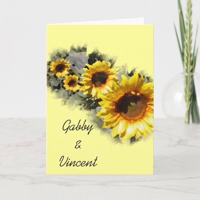 Reihe Sonnenblumen Garten Hochzeit Einladung (Vorderseite)