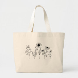 Reihe von Blumenstems Boho Linie Art Jumbo Stoffbeutel