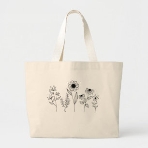 Reihe von Blumenstems Boho Linie Art Jumbo Stoffbeutel