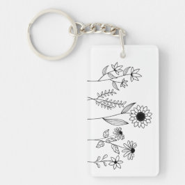 Reihe von Blumenstems Boho Linie Art Schlüsselanhänger