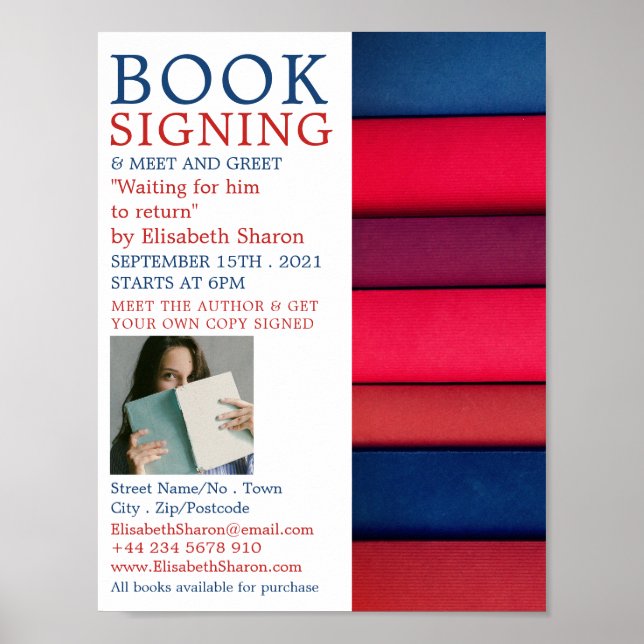 Reihe von Büchern, Schriftstellern Buchsignatur Poster (Vorne)