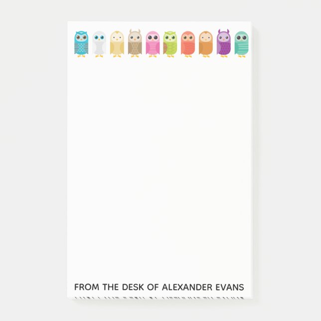 Reihe von Eulen Post-it Klebezettel (Vorderseite)