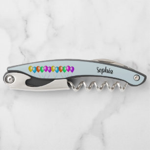 Reihe von farbenfrohen, hellen Balloons Streamers Kellnermesser