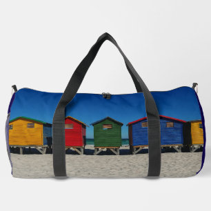 Reihe von farbenfrohen Strandhütten Duffle Bag