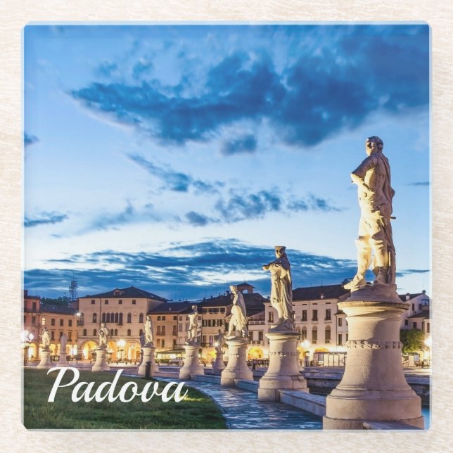Reihe von illuminierten Statuen in Padova Glasuntersetzer (Vorderseite)