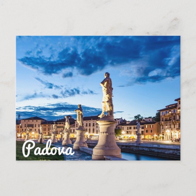 Reihe von illuminierten Statuen in Padova Postkarte (Vorderseite)