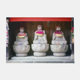 Reihe von Jizo-Mönchsstatuen mit Lack und Hut - Ja Fußmatte
