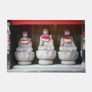 Reihe von Jizo-Mönchsstatuen mit Lack und Hut - Ja Fußmatte