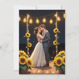 Reihe von Lichtern Sonnenblumen Hochzeit Einladung