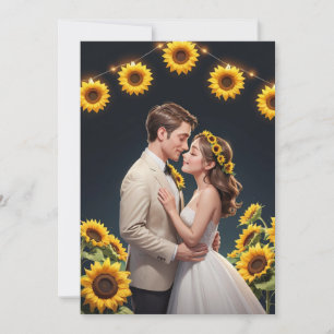 Reihe von Lichtern Sonnenblumen Hochzeit Einladung
