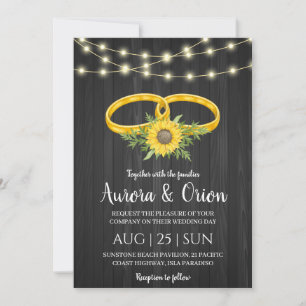 Reihe von Lichtern Sonnenblumen Hochzeit Einladung