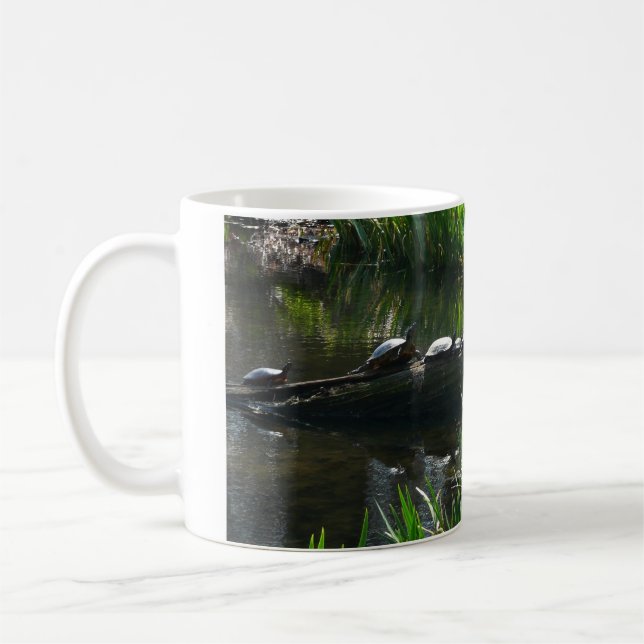 Reihe von Schildkröten Grünes Foto Kaffeetasse (Links)