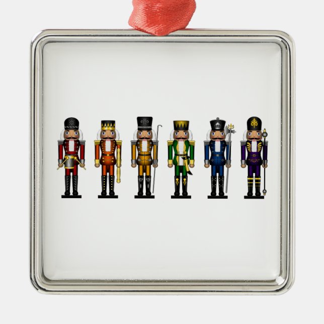 Reihe von sechs LGBTQ-Pride-Rainbow-Winter-Nutcrac Silbernes Ornament (Vorne)