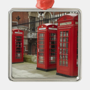Reihe von Telefonzellen auf der Rückseite des Roy Silbernes Ornament