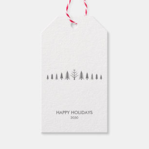 Reihe von Weihnachtsbäumen Geschenkanhänger