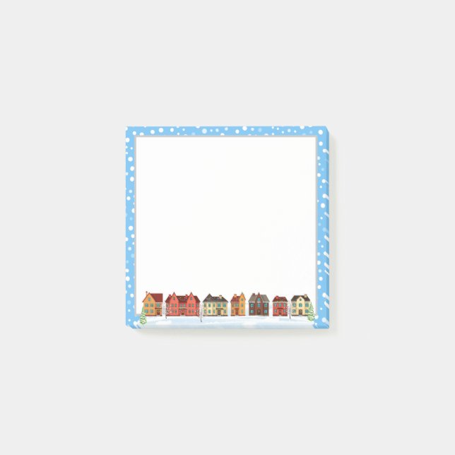 Reihe von Winterhäusern Post-it Klebezettel (Vorderseite)