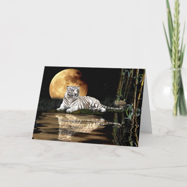 Reihe WEISSE TIGER gefährdete Arten Feiertagskarte (Vorderseite)