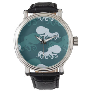 Reihen des Kraken-Musters Armbanduhr