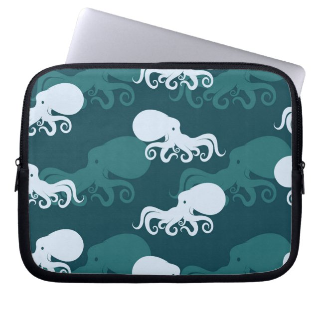 Reihen des Kraken-Musters Laptopschutzhülle (Vorderseite)