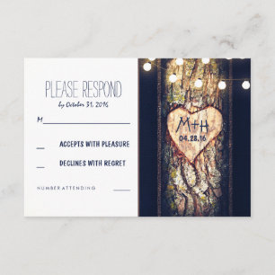 Reihen von lichtgetragenen Herz-Hochzeitskarten RSVP Karte