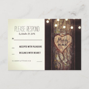 Reihen von lichtgetragenen Herz-Hochzeitskarten RSVP Karte