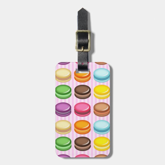 Reihen von Macarons Gepäckanhänger (Vorderseite vertikal)