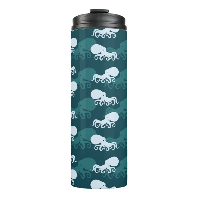 Reihen von Octopus-Mustern Thermosbecher (Vorderseite)