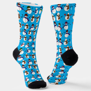 Reihen von Schneemännern Weihnachten Socken