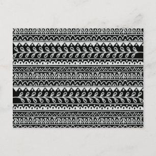 Reihen von schwarzen und weißen Doodle-Mustern Postkarte