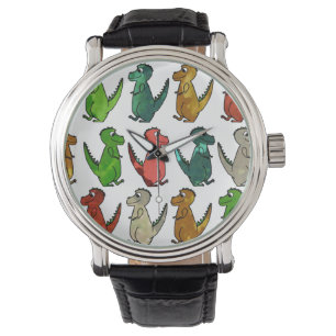 Reihen von T-Rex Vintager Lederriemen Schwarze Uhr