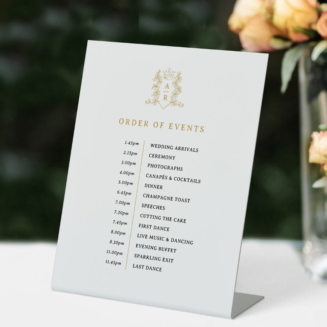 Reihenfolge der Ereignisse, die Hochzeit mit weiße Sockelschild (Von Creator hochgeladen)
