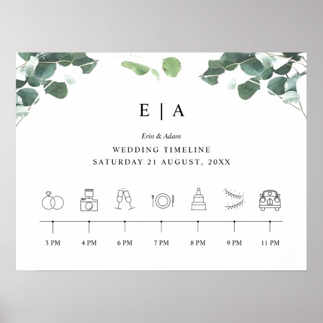 Reihenfolge der Veranstaltungen Timeline Greenery  Poster (Vorne)