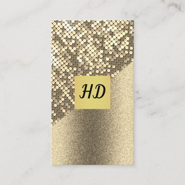 Reihenfolge und Glitzer / Gold Lux / Monogramm Visitenkarte (Vorderseite)