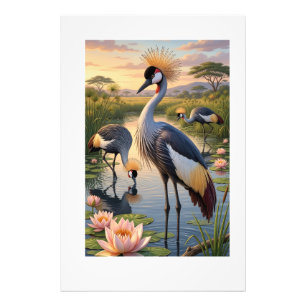 Reiher am Wasser Friedliche Naturlandschaft Fleece Fotodruck