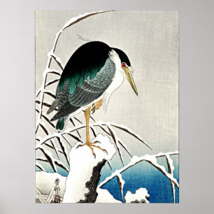 Reiher im Schnee, Kunst von Ohara Koson Poster
