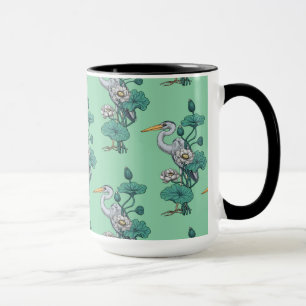 Reiher im Weißen Lotosgarten auf Jade Tasse