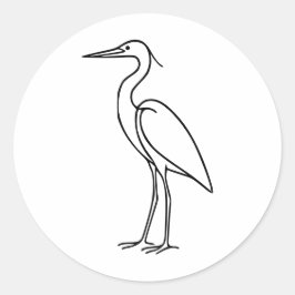 Reiher-Linienkunst – Minimalistische Vogelillustra Runder Aufkleber