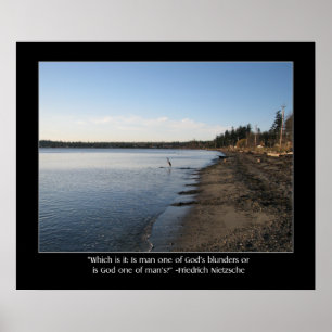 Reiher mit Nietzsche Zitat Poster