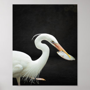 Reiher schwarz und weiß, tropische druckbare Kunst Poster