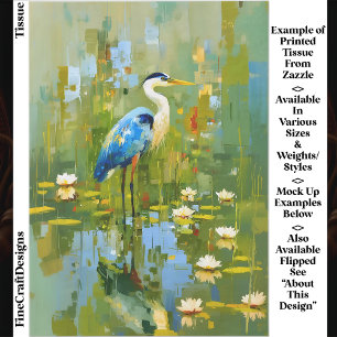 Reiher Steht Zwischen Wasserlilien EF1R Decoupage Seidenpapier