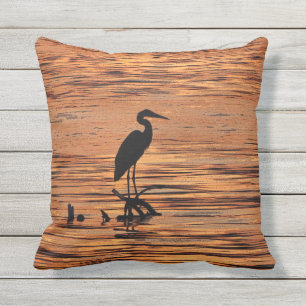 Reiher-Vogel-orange Sonnenuntergang-Kissen im Kissen