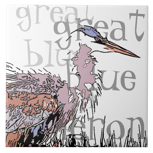 Reiher-Vogel-Tier-Tiere Fliese (Vorderseite)