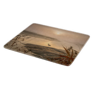 Reiherhimmel - Landschaft am See Schneidebrett